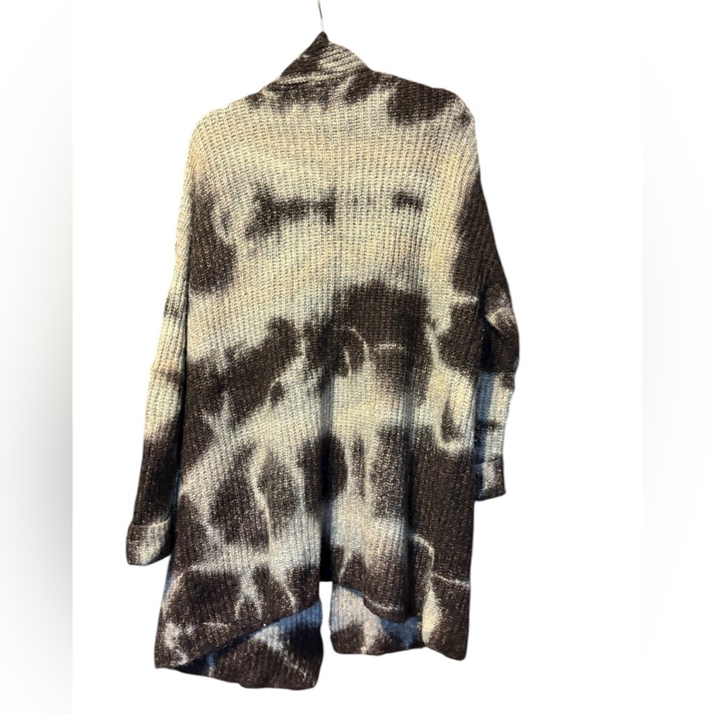 Anthropologie Avalon Tie Dye Cardigan Sweater Long Length Black Gray Size Small - Picture 4 of 6
